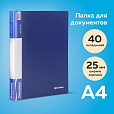 Папка 40 вкладышей BRAUBERG стандарт, синяя, 0,7 мм, 221603 - 9
