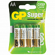 Батарейки КОМПЛЕКТ 4 шт., GP Super, AA (LR6, 15А), алкалиновые, пальчиковые, блистер - 11