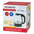 Чайник SONNEN KT-1786, 1,7 л, 2200 Вт, закрытый нагревательный элемент, стекло, 453422 - 8