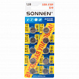 Батарейки алкалиновые "таблетка" КОМПЛЕКТ 10 шт., SONNEN Alkaline 189A (G10, LR54), в блистере, 457136 - 1
