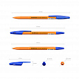 Ручки шариковые ERICH KRAUSE R-301 Stick Orange, СИНИЕ, набор 8 штук, 0,7мм, 56614 - 2