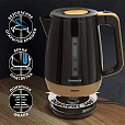Чайник SONNEN KT-1776, 1,7 л, 2200 Вт, закрытый нагревательный элемент, пластик, черный/горчичный, 453418 - 10
