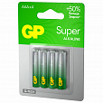 Батарейки КОМПЛЕКТ 4 шт., GP Super, AAA (LR03, 24А), алкалиновые, мизинчиковые, блистер, 24A-2CR4 - 8
