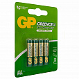 Батарейки КОМПЛЕКТ 4 шт., GP GreenCell AAA (R03, 24G), солевые, мизинчиковые, блистер, 24G-2CR4 - 3