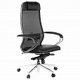 Кресло офисное МЕТТА "SAMURAI" Comfort S, хром, сиденье мягкое, ткань-сетка/экокожа, черное - 2