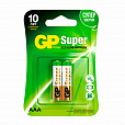 Батарейки КОМПЛЕКТ 2 шт., GP Super, AAA (LR03, 24 А), алкалиновые, мизинчиковые, блистер, 24A-2CR2 - 11