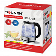 Чайник SONNEN KT-1788, 1,7 л, 2200 Вт, закрытый нагревательный элемент, стекло, черный, подсветка, 454349 - 10