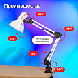 Настольная лампа-светильник SONNEN TL-007, подставка + струбцина, 40 Вт, Е27, БЕЛЫЙ, высота 60 см, 235539 - 13
