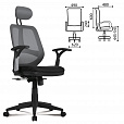 Кресло BRABIX "Saturn ER-400", с подголовником, комбинированное, черное/серое, 530871 - 2