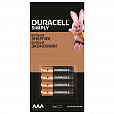 Батарейки КОМПЛЕКТ 4 шт. (отрывной блок), DURACELL Simply ОРИГИНАЛ, AAA (LR03,24А), алкалиновые, мизинчиковые, Б0046869 - 1