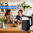 Чайник с терморегулятором и дисплеем, ДВОЙНЫЕ СТЕНКИ, SONNEN KT-8717, 1,7 л, 2200 Вт, черный, 454687 - 14