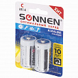 Батарейки КОМПЛЕКТ 2 шт., SONNEN Alkaline, С (LR14, 14А), алкалиновые, блистер, 451090 - 4