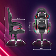 Кресло компьютерное CROMEX "Quantum GM-155 RGB", подсветка, две подушки, экокожа, черное/красное/серое, 532955 - 31