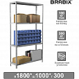 Стеллаж металлический BRABIX "MS KD-180/30-4", 1800х1000х300 мм, 4 полки, сборная стойка, 291114, S240BR143402 - 1