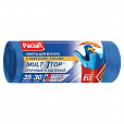 Мешки для мусора, 35 л, с ушками, синие, рулон 30 шт., ПНД, 10,5 мкм, 50х64 см, PACLAN "Multitop", 402080 - 1