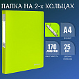 Папка на 2 кольцах BRAUBERG "Neon", 25 мм, внутренний карман, неоновая, зеленая, до 170 листов, 0,7 мм, 227456 - 7