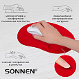 Коврик для мыши с подушкой под запястье SONNEN, полиуретан + лайкра, 250х220х20 мм, красный, 513301 - 8