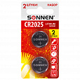 Батарейки литиевые SONNEN Lithium CR2025, "таблетки, дисковые, кнопочные", КОМПЛЕКТ 2 шт., блистер, 457139 - 1