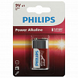 Батарейка алкалиновая 1 шт. PHILIPS Power Alkaline, Крона 9V (6LR61, 6LF22, 1604A), блистер, Б0062717 - 1