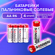 Батарейки КОМПЛЕКТ 4 шт., SONNEN, АА (R6, 15А), солевые, пальчиковые, в пленке, 451097 - 7