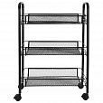 Этажерка (тележка) BOOMHOUSE (БУМХАУС) RC-003 3 яруса, на колесах, В62,5хШ42,5хГ25,5 см, металл, черная, 701455 - 2