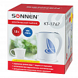 Чайник SONNEN KT-1767, 1,8 л, 2200 Вт, закрытый нагревательный элемент, пластик, белый/синий, 453416 - 6