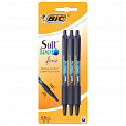 Ручки шариковые автоматические с грипом BIC "Soft Feel Fine", НАБОР 3 шт., линия письма 0,8 мм, блистер, 893221 - 1