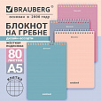 Блокнот А5 146х206мм, 80л, гребень, картон, клетка, BRAUBERG, КС МОРАНДИ, 118553 - 6