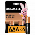 Батарейки КОМПЛЕКТ 4 шт., DURACELL Basic ОРИГИНАЛ, AAA (LR03, 24А), алкалиновые, мизинчиковые, MN 2400 AAA LR3 - 1
