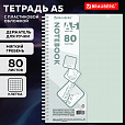 Тетрадь обложка пластик, А5 80л. гребень мягкий, вырубка для ручки, клетка, BRAUBERG, светло-розовый, 405378 - 2
