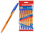 Ручки шариковые ERICH KRAUSE R-301 Stick Orange, СИНИЕ, набор 8 штук, 0,7мм, 56614 - 1