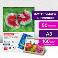 Фотобумага глянцевая БОЛЬШОГО ФОРМАТА, А3, 160 г/м2, односторонняя, 50 листов, BRAUBERG ORGINAL, 363994 - 8