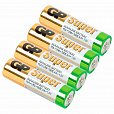 Батарейки КОМПЛЕКТ 4 шт. GP Super G-Tech AA (LR06, 15А), алкалиновые, пальчиковые, в пленке, 15AA21RA, 15ARS-2SB4 - 16