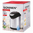 Термопот SONNEN TP-28, 3 л, 900 Вт, 1 температурный режим, ручной насос, сталь, черный/серебро, 456712 - 8