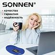 Коврик для мыши с подушкой под запястье SONNEN, полиуретан + лайкра, 250х220х20 мм, синий, 513300 - 11