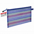 Папка-конверт на молнии формат B5+ (310х220 мм), сетчатая ткань, BRAUBERG "Stripes", 224047 - 1