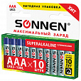 Батарейки КОМПЛЕКТ 10 шт., SONNEN Super Alkaline, AAA (LR03, 24А), алкалиновые, мизинчиковые, короб, 454232 - 4