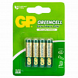 Батарейки КОМПЛЕКТ 4 шт., GP GreenCell AAA (R03, 24G), солевые, мизинчиковые, блистер, 24G-2CR4 - 1