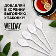 Ложка чайная одноразовая пластиковая 125 мм, белая, КОМПЛЕКТ 100 шт., WELDAY, 607829 - 9