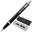 Ручка шариковая PARKER "IM Core Black Lacquer CT", черный глянцевый лак, детали хром, синяя, 1931665 - 1