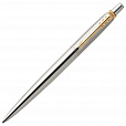 Ручка шариковая PARKER "Jotter Core Stainless Steel GT", корпус серебро, позолота, синяя, 1953182 - 1