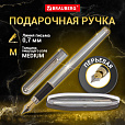 Ручка подарочная перьевая BRAUBERG "Larghetto", СИНЯЯ, корпус серебристый с хромированными деталями, 143475 - 13