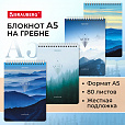 Блокнот А5 (146х206 мм), 80 л., гребень, картон, жесткая подложка, клетка, BRAUBERG, "Безмятежность", 114380 - 8