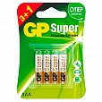Батарейки КОМПЛЕКТ 4 шт., GP Super, AAA (LR03,24А), алкалиновые, мизинчиковые, ПРОМО 3+1, 24A3/1-2CR4 - 11