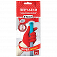 Перчатки МНОГОРАЗОВЫЕ латексные БИКОЛОР ПРОЧНЫЕ, бело-красные, размер M (средний), вес 70 г, Komfi, ADM, 25813 - 1