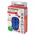 Мышь беспроводная SONNEN V-111, USB, 800/1200/1600 dpi, 4 кнопки, оптическая, синяя, 513519 - 10