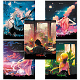 Тетрадь А5, 80 л., BRAUBERG, скоба, клетка, обложка картон, "Anime Girls", 404412 - 1