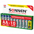 Батарейки КОМПЛЕКТ 10 шт., SONNEN Super Alkaline, АА (LR6,15А), алкалиновые, пальчиковые, в коробке, 454231 - 4