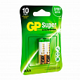 Батарейки КОМПЛЕКТ 2 шт., GP Super, AAA (LR03, 24 А), алкалиновые, мизинчиковые, блистер, 24A-2CR2 - 12