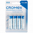 Батарейки алкалиновые "пальчиковые" КОМПЛЕКТ 4 шт., CROMEX Alkaline, AA (LR6, 15A), блистер, 457130 - 1